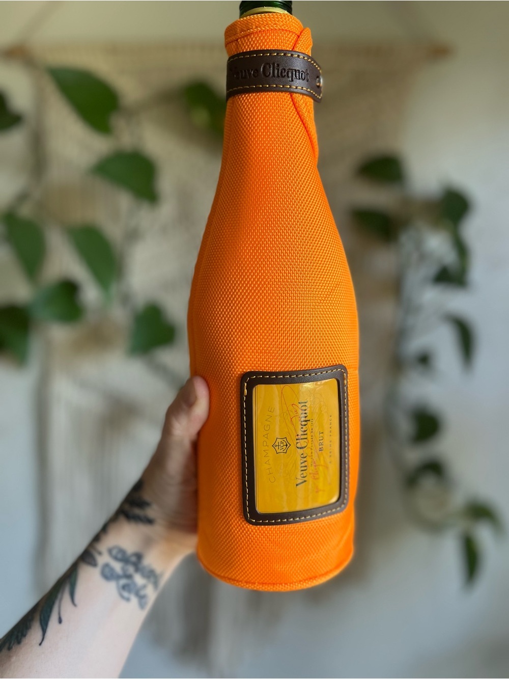 Veuve Clicquot Champagne Bottle Carrier Cooler Sleeve Orange Insulated Wine Tote